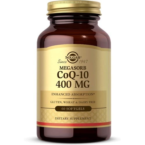  Solgar Megasorb CoQ-10 400 mg, 60 Softgels - Supports Heart & Brain Function - Coenzyme Q10 Supplement - Enhanced Absorption - Gluten Free, Dairy Free - 60 Servings