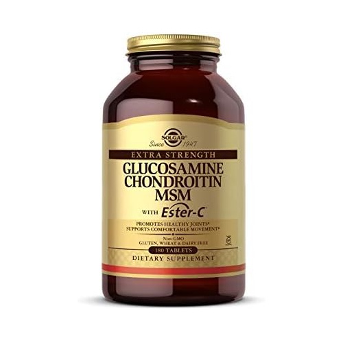  Solgar Extra Strength Glucosamine Chondroitin MSM w/ Ester-C, - Promotes Healthy Joints, Supports Comfortable Movement & Collagen Formation - 180 Count (Pack of 1)