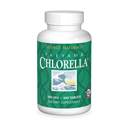  Source Naturals Yaeyama Chlorella 200 mg Green Superfood, Plant-Based B12 - 300 Tablets