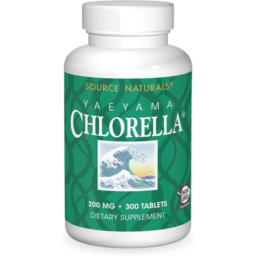  Source Naturals Yaeyama Chlorella 200 mg Green Superfood, Plant-Based B12 - 300 Tablets