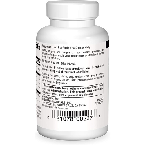  Source Naturals Evening Primrose Oil - Hexane-Free - 500mg - GLA Yield: 50 mg - Cold-Pressed - 30 Softgels