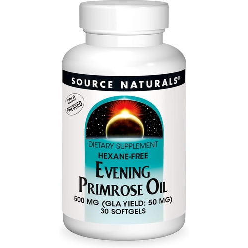  Source Naturals Evening Primrose Oil - Hexane-Free - 500mg - GLA Yield: 50 mg - Cold-Pressed - 30 Softgels