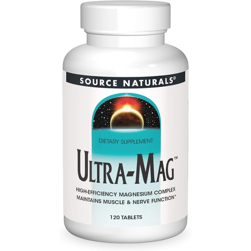  Source Naturals Ultra-Mag High-Efficiency Magnesium Complex - Maintains Muscle & Nerve Function - 120 Tablets