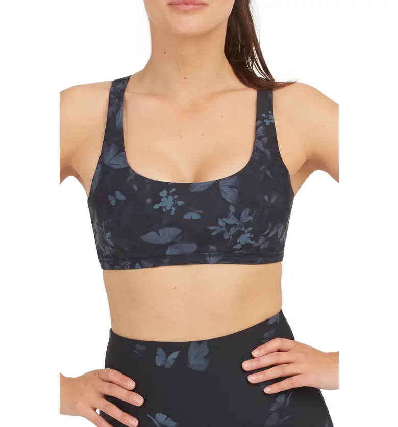 SPANX Metallic Dot Print Low Impact Sports Bra_MIDNIGHT GARDEN