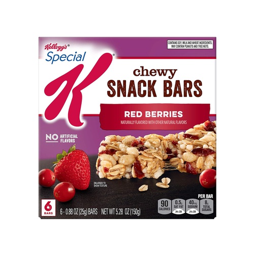  Special K Chewy Snack Bars, Red Berries, with Dried Cranberries, 5.28 oz (6 Count)(Pack of 8)