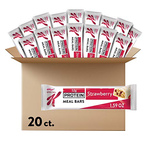  Kelloggs Special K Protein, Meal Bars, Strawberry, School and Office Snacks (20 Bars)