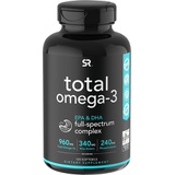 Sports Research Total Omega-3 Fish Oil from Wild Sockeye Salmon, Alaskan Pollock, Antarctic Krill Oil, Astaxanthin + Phospholipids & Wax Esters for Better Absorption 960mg of EPA & DHA Fatty Acids