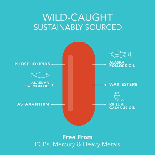  Sports Research Total Omega-3 Fish Oil from Wild Sockeye Salmon, Alaskan Pollock, Antarctic Krill Oil, Astaxanthin + Phospholipids & Wax Esters for Better Absorption 960mg of EPA & DHA Fatty Acids