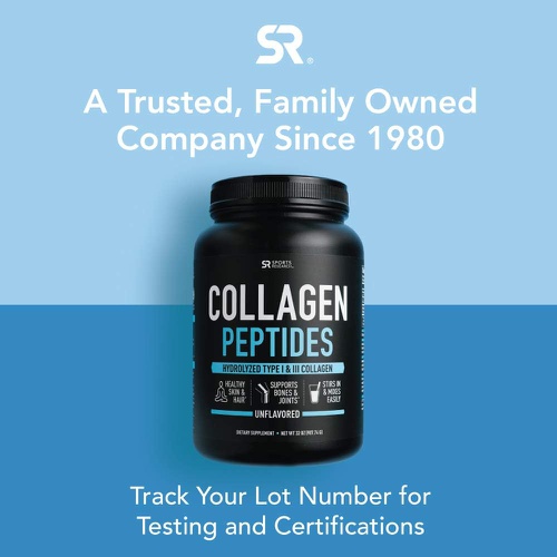  Sports Research Collagen Powder Supplement - Vital for Workout Recovery, Skin, & Nails - Hydrolyzed Protein Peptides - Great Keto Friendly Nutrition for Men & Women - Mix in Drinks