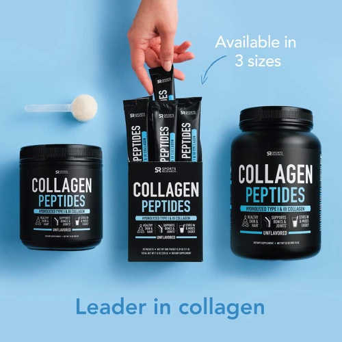  Sports Research Collagen Powder Supplement - Vital for Workout Recovery, Skin, & Nails - Hydrolyzed Protein Peptides - Great Keto Friendly Nutrition for Men & Women - Mix in Drinks