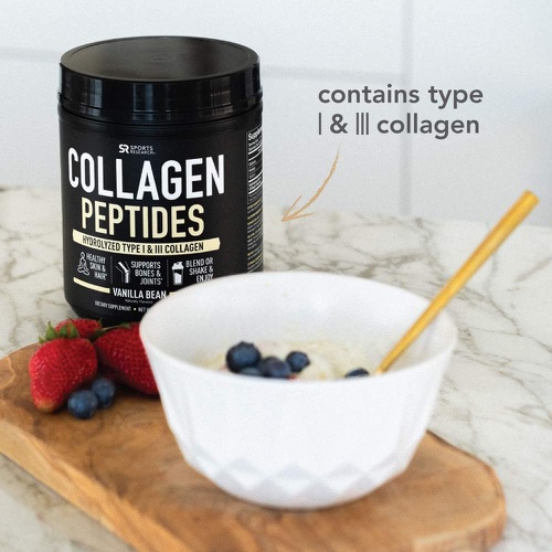  Sports Research Collagen Powder Supplement - Vital for Workout Recovery, Skin, & Nails - Hydrolyzed Protein Peptides - Great Keto Friendly Nutrition for Men & Women - Mix in Drinks