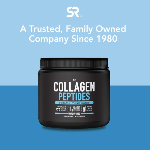  Sports Research Collagen Powder Supplement - Vital for Workout Recovery, Skin, & Nails - Hydrolyzed Protein Peptides - Great Keto Friendly Nutrition for Men & Women - Mix in Drinks