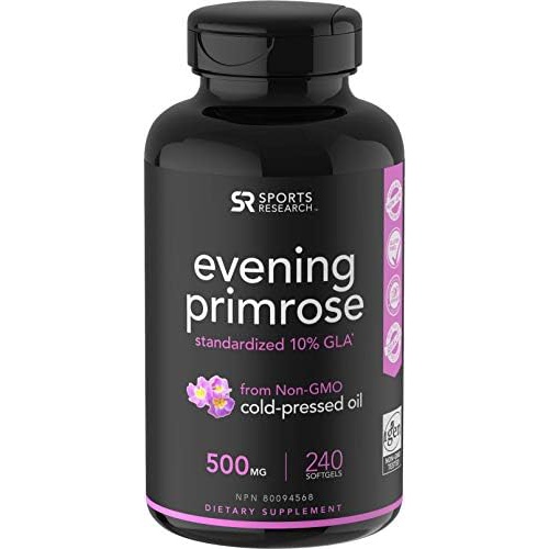  Sports Research Evening Primrose Oil (1300mg) 120 Liquid Softgels ~ Cold-Pressed with No fillers or Artificial Ingredients ~ Non-GMO & Gluten Free (240 Liquid Softgels)