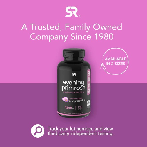  Sports Research Evening Primrose Oil (1300mg) 120 Liquid Softgels ~ Cold-Pressed with No fillers or Artificial Ingredients ~ Non-GMO & Gluten Free (240 Liquid Softgels)