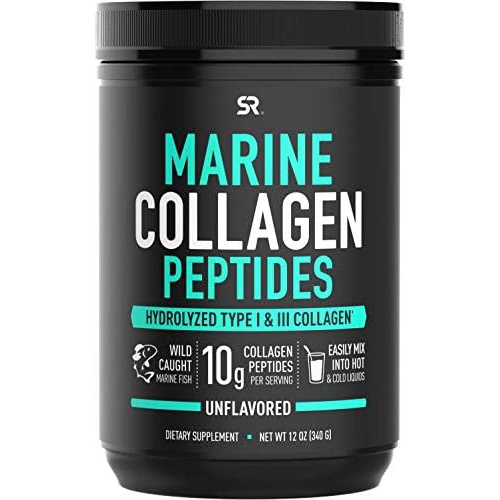  Sports Research Marine Collagen Peptides Powder - Sourced from Wild-Caught Fish, Pescatarian Friendly, Keto Certified & Non-GMO Verified - Easy to Mix in Water or Juice! (34 Servin