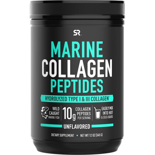  Sports Research Marine Collagen Peptides Powder - Sourced from Wild-Caught Fish, Pescatarian Friendly, Keto Certified & Non-GMO Verified - Easy to Mix in Water or Juice! (34 Servin