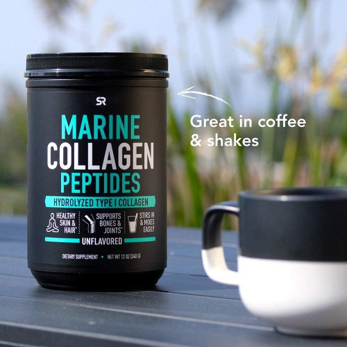  Sports Research Marine Collagen Peptides Powder - Sourced from Wild-Caught Fish, Pescatarian Friendly, Keto Certified & Non-GMO Verified - Easy to Mix in Water or Juice! (34 Servin