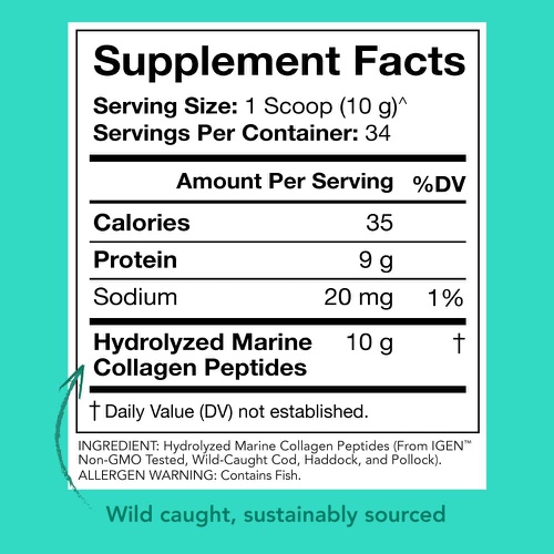  Sports Research Marine Collagen Peptides Powder - Sourced from Wild-Caught Fish, Pescatarian Friendly, Keto Certified & Non-GMO Verified - Easy to Mix in Water or Juice! (34 Servin