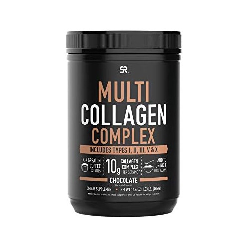  Sports Research Multi Collagen Protein Powder (Type I, II, III, V, X) with Hyaluronic Acid + Vitamin C 5 Types of Food Based Collagen, Great in Coffee & Protein Drinks Non-GMO Verified, 30 Serving