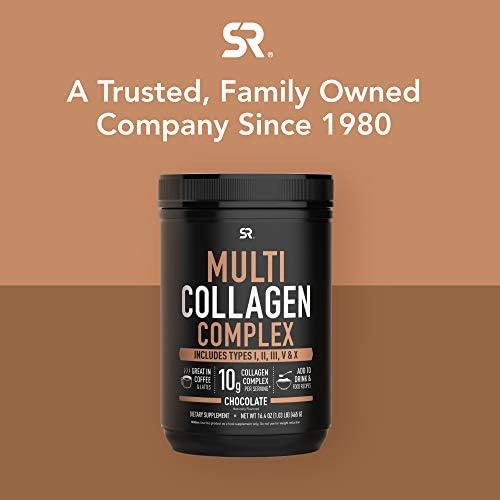  Sports Research Multi Collagen Protein Powder (Type I, II, III, V, X) with Hyaluronic Acid + Vitamin C 5 Types of Food Based Collagen, Great in Coffee & Protein Drinks Non-GMO Verified, 30 Serving