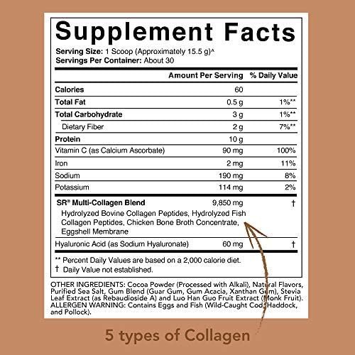  Sports Research Multi Collagen Protein Powder (Type I, II, III, V, X) with Hyaluronic Acid + Vitamin C 5 Types of Food Based Collagen, Great in Coffee & Protein Drinks Non-GMO Verified, 30 Serving