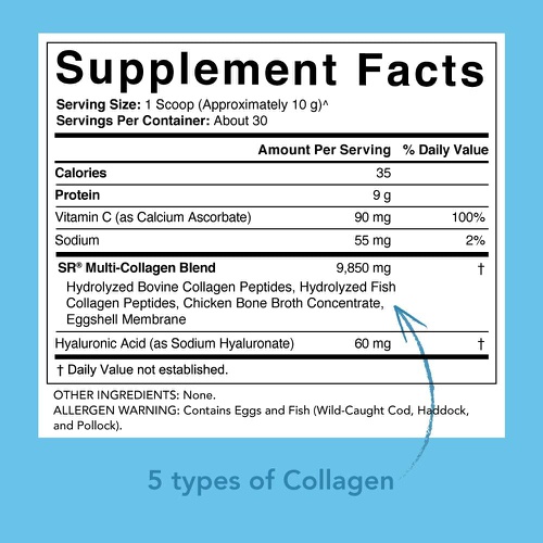  Sports Research Multi Collagen Protein Powder (Type I, II, III, V, X) with Hyaluronic Acid + Vitamin C 5 Types of Food Based Collagen, Great in Coffee & Protein Drinks Non-GMO Verified, 30 Serving