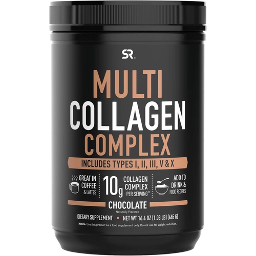  Sports Research Multi Collagen Protein Powder (Type I, II, III, V, X) with Hyaluronic Acid + Vitamin C 5 Types of Food Based Collagen, Great in Coffee & Protein Drinks Non-GMO Verified, 30 Serving