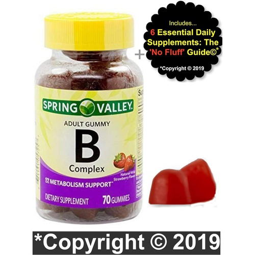 Spring Valley Vitamin B for Adults with Vitamin B6, B12, C, Biotin, Niacin, Folic Acid, Vegan - Vegetarian - Energy, Spring Va