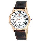 Steinhausen Mens S0721 Classic Delemont Swiss Quartz Rose Gold Stainless Steel Watch with Brown Leather Band