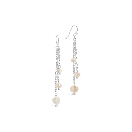  Sterling Forever Mixed Chain Link Pearl Dangle Earrings