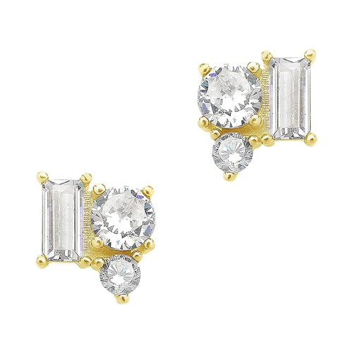  Sterling Forever Sterling Silver CZ Cluster Studs Earrings