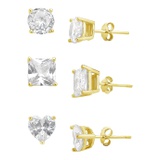 Sterling Forever Sterling Silver Statement CZ Stud Set of 3 Earrings