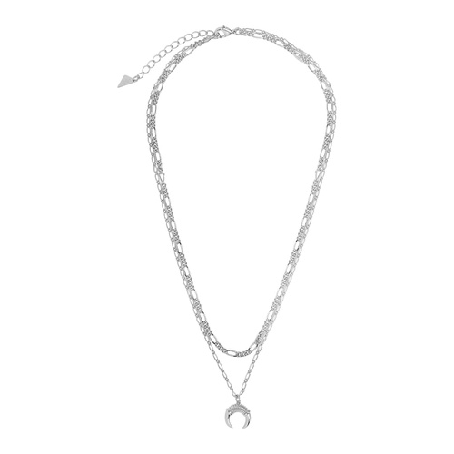  Sterling Forever Layered Chain Necklace with Horn Pendant