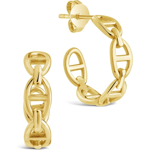  Sterling Forever Anchor Chain Hoops Earrings