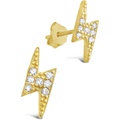 Sterling Forever CZ Lightning Bolt Studs Earrings