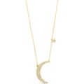 Sterling Forever CZ Crescent & Star Charm Necklace