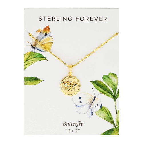  Sterling Forever Butterfly On Beaded Chain Pendant