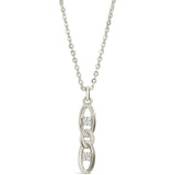 Sterling Forever CZ Studded Figaro Pendant Necklace