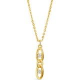 Sterling Forever CZ Studded Figaro Pendant Necklace