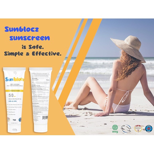  Sunblocz Tinted Sunscreen, SPF 50, Natural Mineral Zinc Oxide, Moisturizing, Non-Comedogenic 4 oz