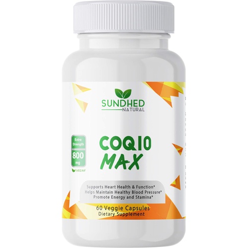  Sundhed Natural CoQ10 Max - Extra Strength 800mg Powerful Antioxidant, Support Heart Wellness, Promotes Energy and Stamina (Capsules 800mg)