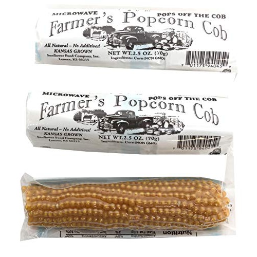  Sunflower Food Company Farmers Popcorn Cob  Microwave Popcorn That Pops Off the Cob - Pack of 3 - All Natural, No Additives, Kansas Grown, Non-GMO Popcorn - 2.5 Ounce