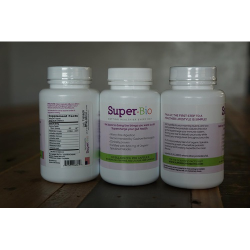  SuperBio Probiotic with The Spirulina Promotes 600% More Healthy Bacteria Growth. Treat Your Body to The Best Organic Probiotic with Prebiotic Spirulina for Women and Men