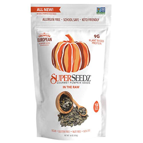  Superseedz Raw Pumpkin Seeds (Pepitas) No Shell | Whole 30, Paleo, Vegan & Keto Friendly | 9g Plant Based Protein | Produced In USA | Nut Free | Fresh Gluten Free Snack | (1 LB Bag