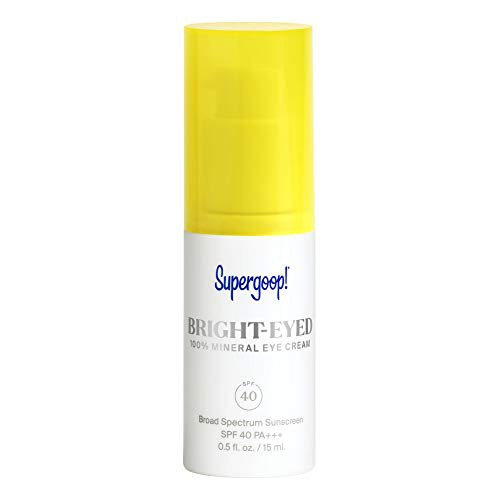  Supergoop! Bright-Eyed 100% Mineral Eye Cream SPF 40, 0.5 fl oz - Hydrating & Illuminating Mineral Sunscreen - Wrinkle Reducing Under Eye Cream For Dark Circles & Puffiness - Reviv