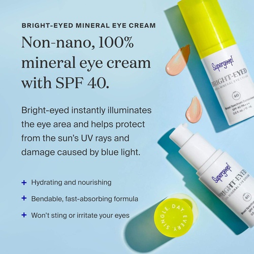  Supergoop! Bright-Eyed & Unseen Kit - 100% Mineral, SPF 40 Eye Cream (0.5 fl oz) & Invisible SPF 40 Face Sunscreen (0.5 fl oz) - Makes a Great Gift