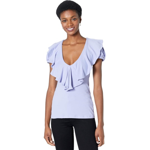  Susana Monaco V-Neck Ruffle Puff Sleeve Top