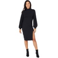 Susana Monaco Mock Neck Long Sleeve Slit Dress