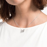 Swarovski Dancing Swan necklace, Swan, White, Rhodium plated