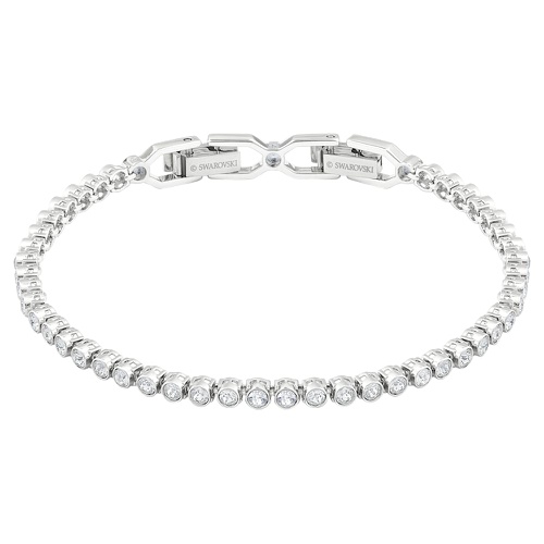 스와로브스키 Swarovski Emily bracelet, Round cut, White, Rhodium plated